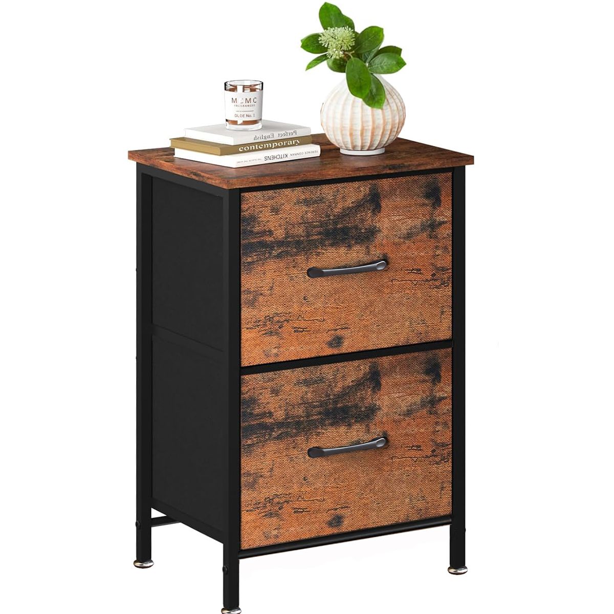 Side Table End Table 2 Drawers Bedside Table Desk Nightstand