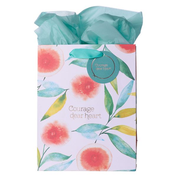 Medium Gift Bag with Gift Tag - Courage Dear Heart, Orange Blossoms
