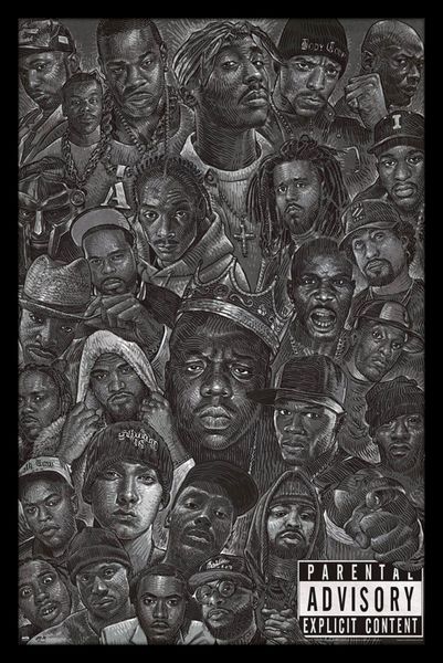Hip Hop (All Stars) Poster with Black Frame