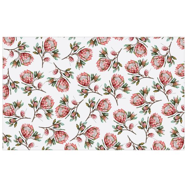 Pink Proteas on White Rectangle Tablecloth