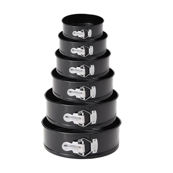 6 Baking Pans Round Cake Mould with Removable Bottoms &amp; Metal Handles