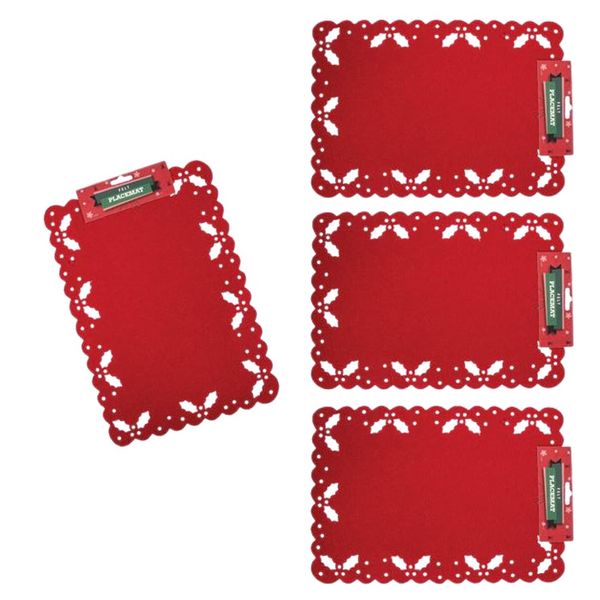 4 Pack Red Felt Christmas Placemats