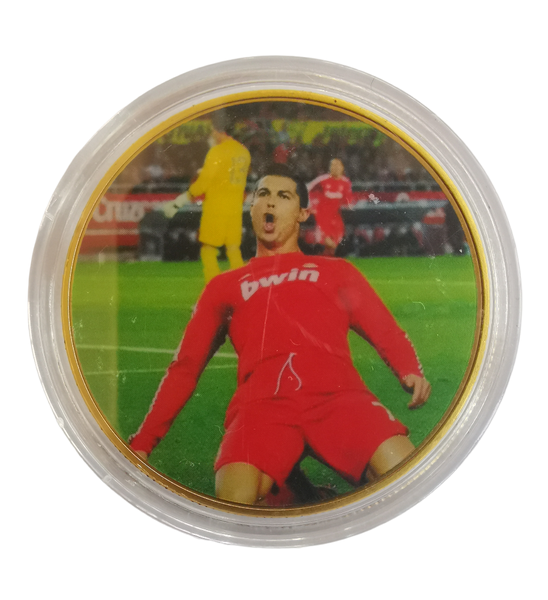 Cristiano Ronaldo Gold Plated Colourised Coin Ronaldo Juve Soccer Token