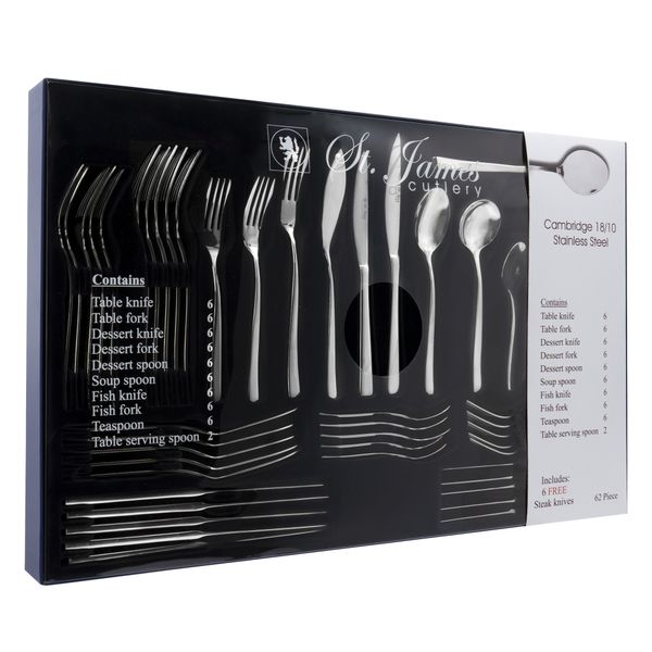 St James cambridge 18/10 S/Steel Cutlery 62 Piece Set