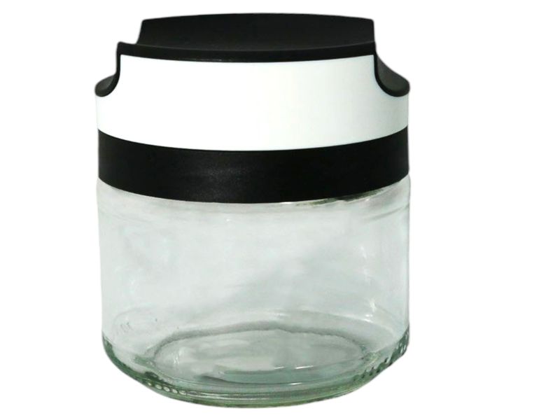 Excellent Housewares Glass Food Storage Canister Black &amp; White Lid - 300ml
