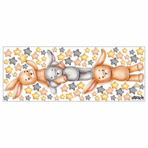 Bunnies Catching Stars Wall Stickers