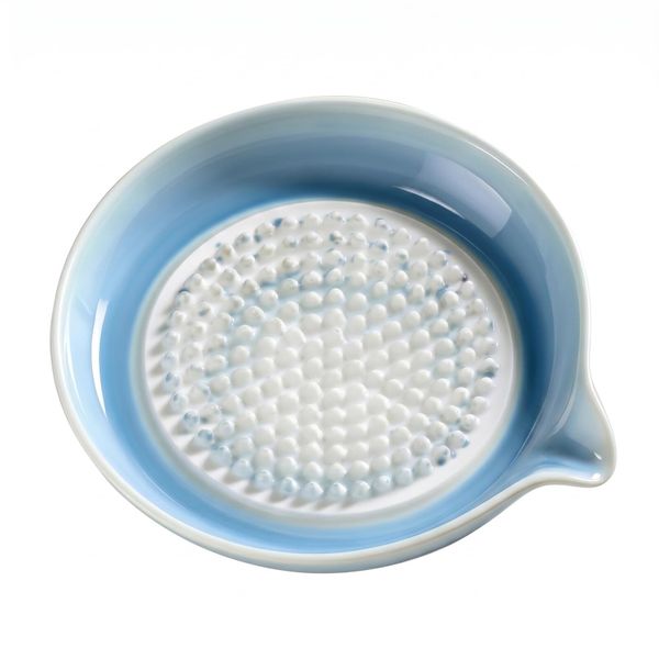 Gradient Ceramic Garlic Grater Plate and Ginger Grinding Dish with Brush