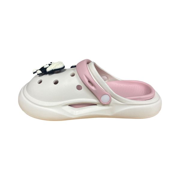 Kids White Pink Character Clogs - Lightweight Slip-On Sandals Charms