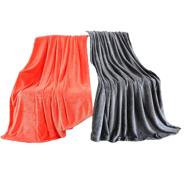 Warm,Soft,Silky,Flannel Blanket,2 Pieces Value Pack. Multiple colour.