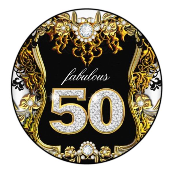 Fabulous 50 Round Wooden Vinyl Signage 40CM