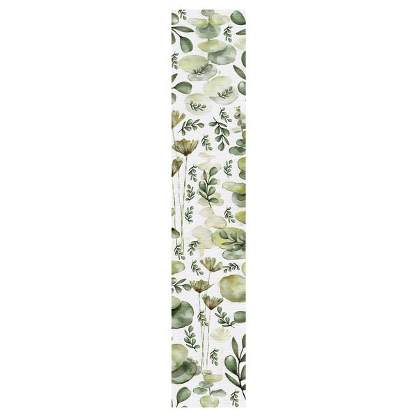 Soft Green Mix of Leaves Table Runner