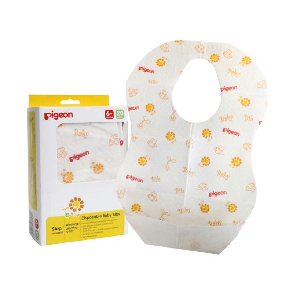 Pigeon Disposable Baby Bibs - 20 Pack, Soft, Leak-Proof, Travel-Friendly