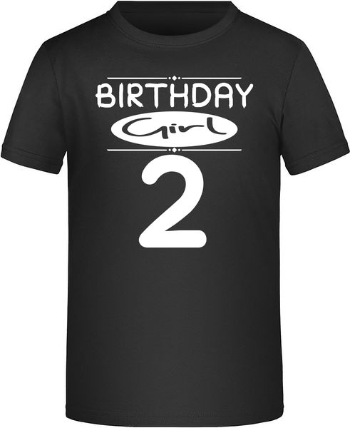 Birthday Girl 2nd Birthday Tshirt Gift-Black