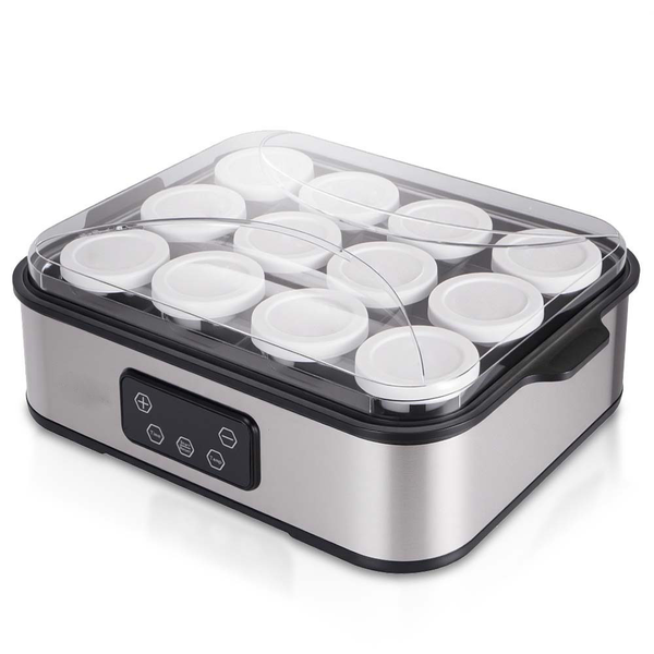 MDMV Yogurt Maker 12 Cups 2.16L Digital PTC 25W Stainless Steel