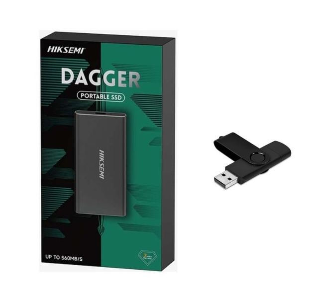 Hiksemi Dagger 2TB Solid State Drive External Type and 64GB Memory Stick