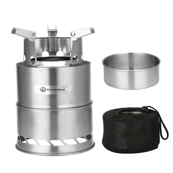 FocusOutdoor Small Portable Compact Stainless Steel Camping Wood Stove