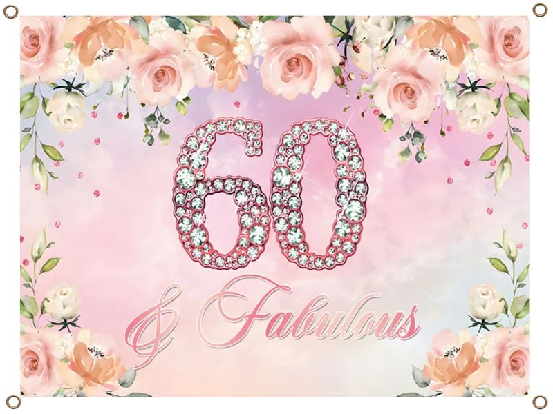 60 and Fabulous Banner PVC Pink 1.3MX900MM