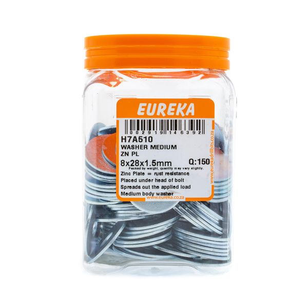 EUREKA Medium Body Washer Zinc Plated 8 x 28 x 1.5mm Q:150 H7A510