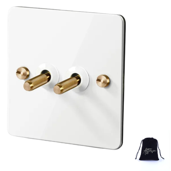 Atterson 2-Gang 2-Way Stainless Steel White Wall Light Switch
