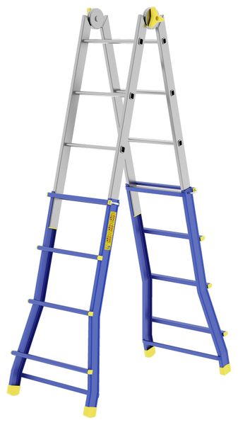 Colombo 4+4 Step Non-Slip Professional Telescopic Steel &amp; Aluminium Ladder