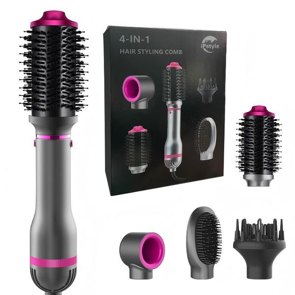 Hair Dryer Hot Air Brush Styler Replaceable Head Straightener Curler Comb