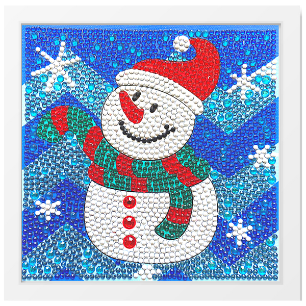 Diamond Dot Kids Painting - Christmas Snowman - Framed Square Box Set