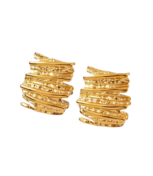 Gold 18K Stainless Steel Irregular Square Stud Earrings