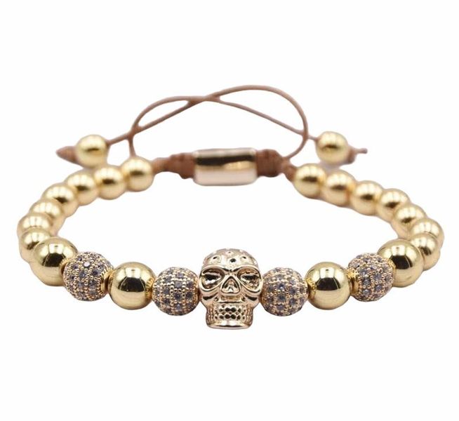 Argent Craft Gold Stone &amp; UP Skull Bracelet