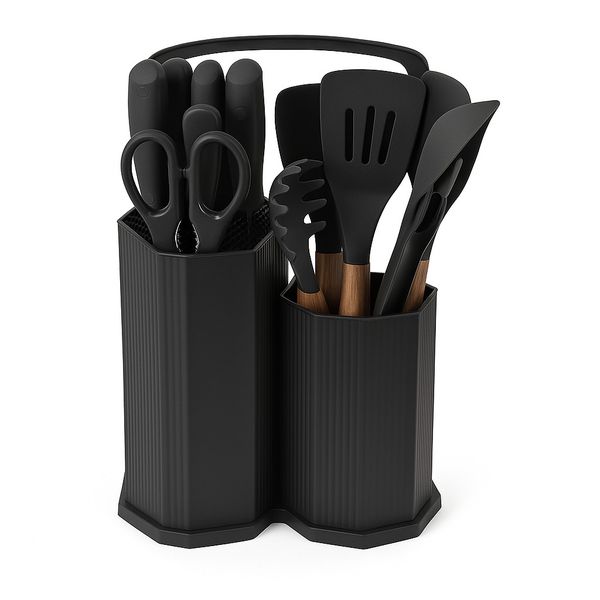 Non-stick Kitchen Utensil Set with Board and Organiser Stand - 19 Piece