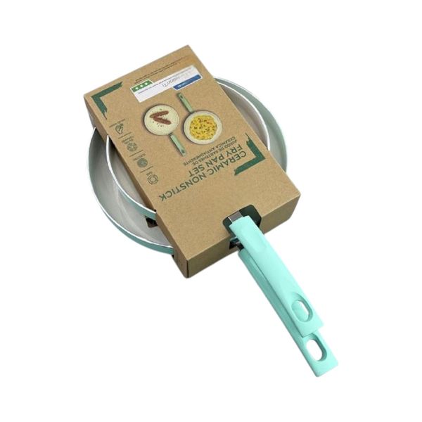 Lime Green &amp; White Non-Stick Frying Pan Set - 2 Pieces (20.3cm &amp; 26cm).