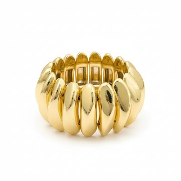 Gold Teardrop Arm Cuff Bangle Bracelet - Chunky Open Cuff for Women