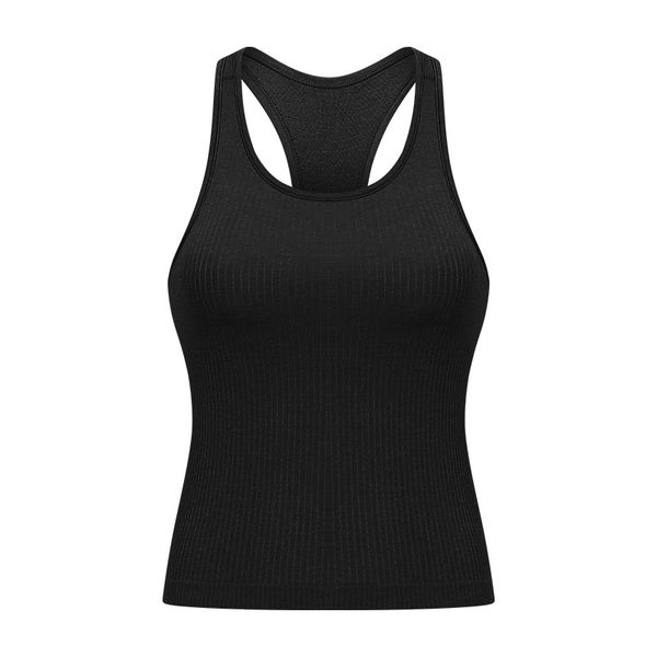 Women's Threaded I-Shaped Casual Sports Tank Top with Padded Cups