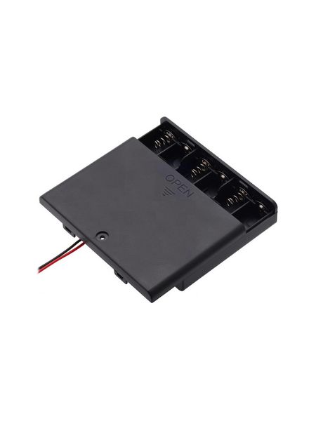6-Slot AA Battery Holder with Cover and On/Off Switch