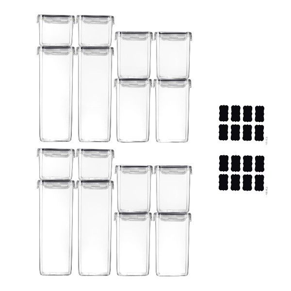 16-Piece Airtight Food Storage Container Set - Transparent
