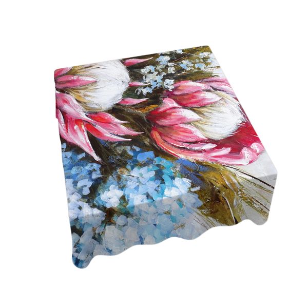 Blue Hydrangea and Proteas By Stella Bruwer Square Tablecloth