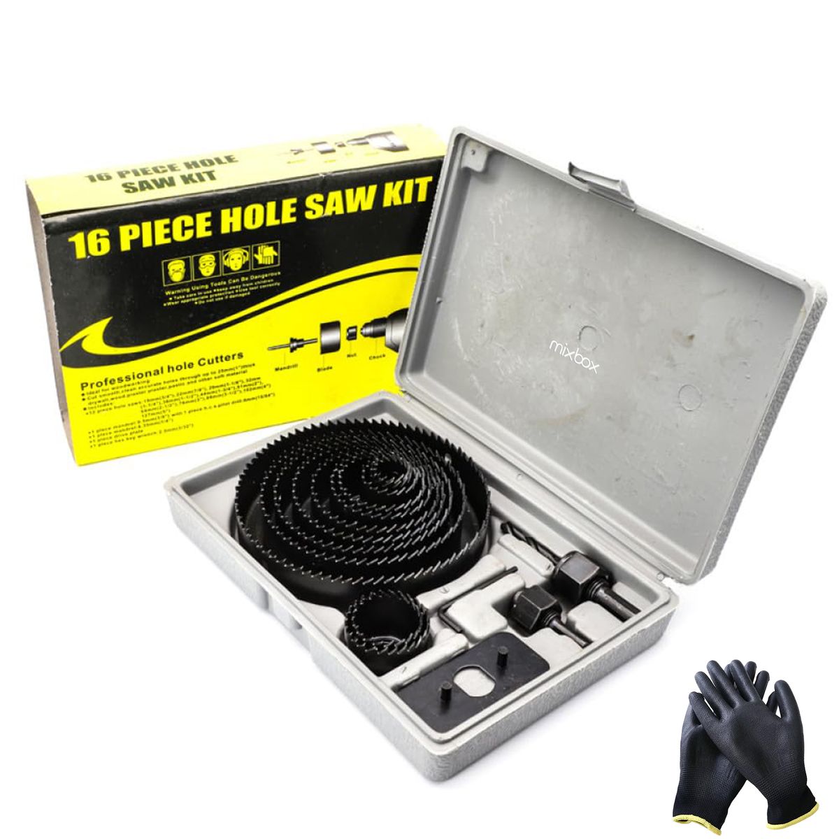 Mix Box 17Pcs Drill Bits Hole Saw 12-127mm Set for Wood