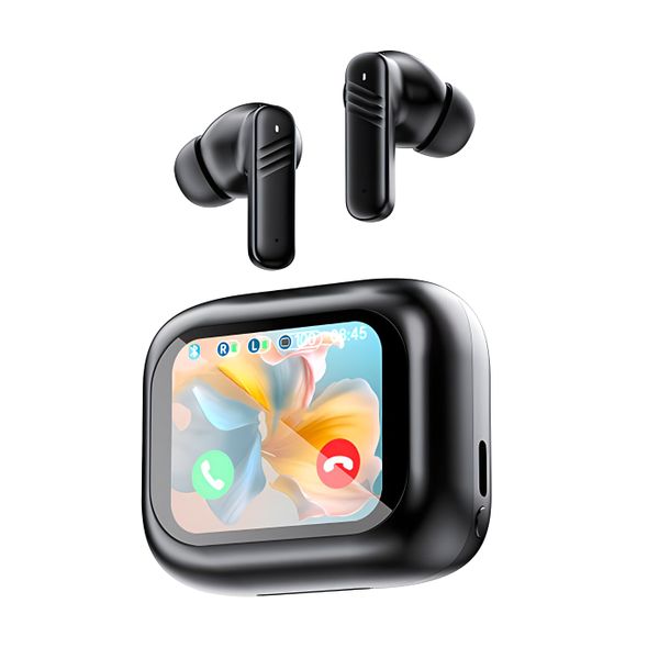 Wireless headphones with a touch-sensitive color screen