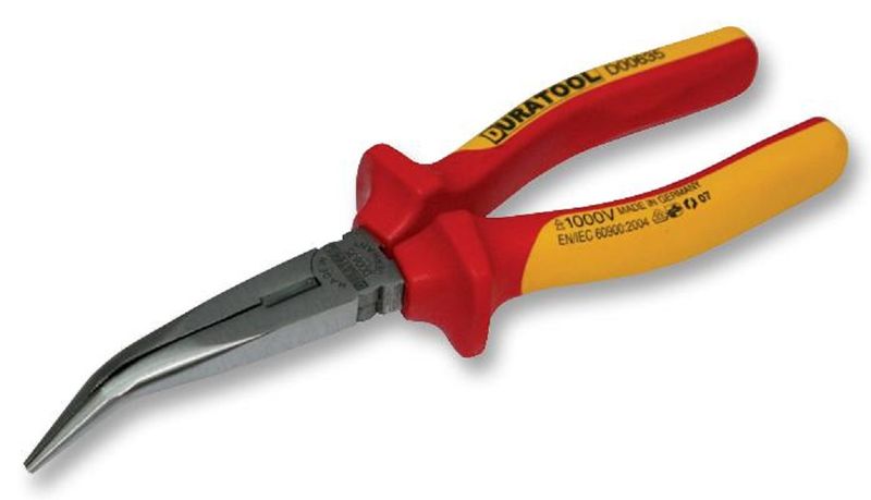 Duratool (D00635)Combination Pliers, Bent Needle Nose, VDE Insulated, 200mm