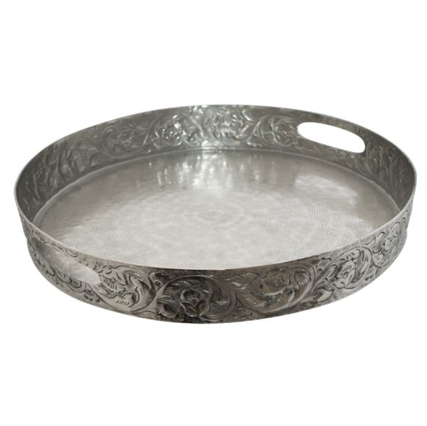 Patterned Round Metal Tray