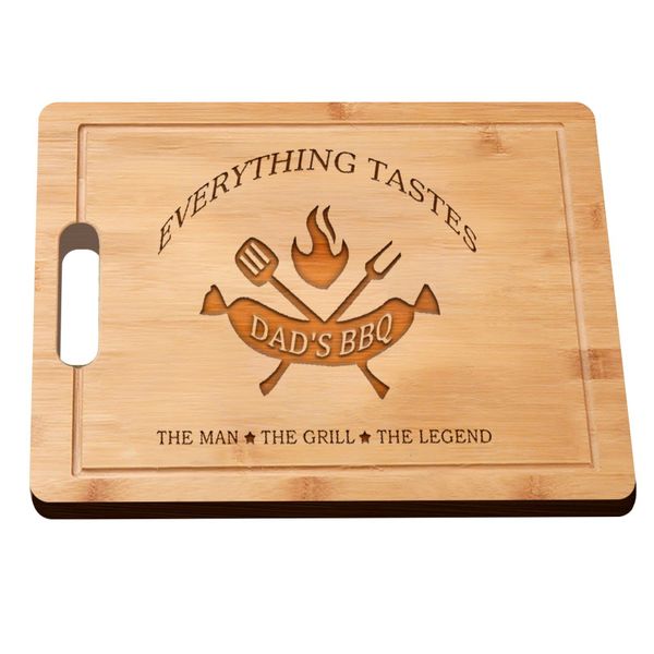Laser Engraved Bamboo Cutting Board Birthday Gifts for Dad Dad's BBQ
