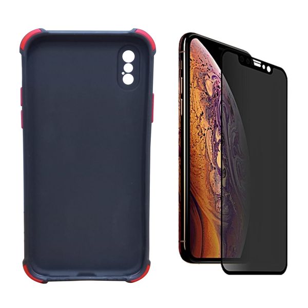 iPhone X/XS Black Privacy Anti Spy Screen Protector and Back Cover Combo