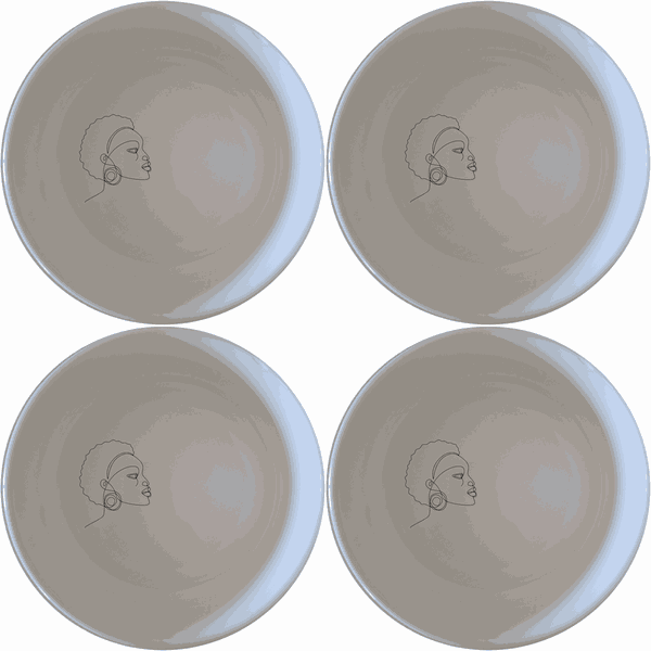 Young African Woman Bowl Set of 4 - Range 1