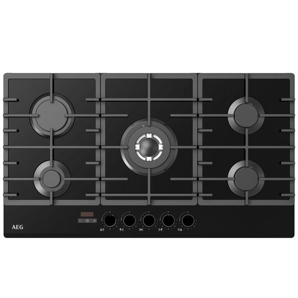 AEG 90cm Gas On Glass HOB With Flame Extinguishing Digital Timer Control