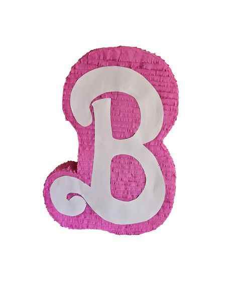 Pink and White B Pinata