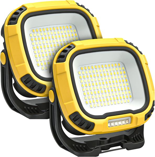 2-Pack Rechargeable Magnetic LED Work Lights 4000LM 6000mAh IP65 Waterproof