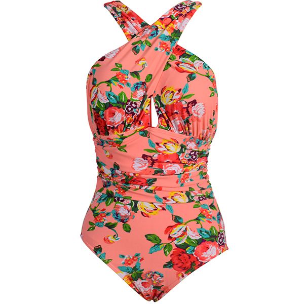 Iconix Women's Plus Size Sexy Crossover Coral Creation Swimsuit | Buy ...