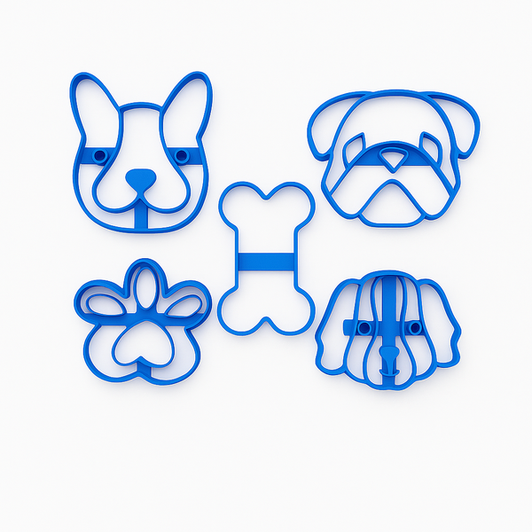 Dog Cookie Cutter Set - 3D Printed - Blue (Medium 8 cm)