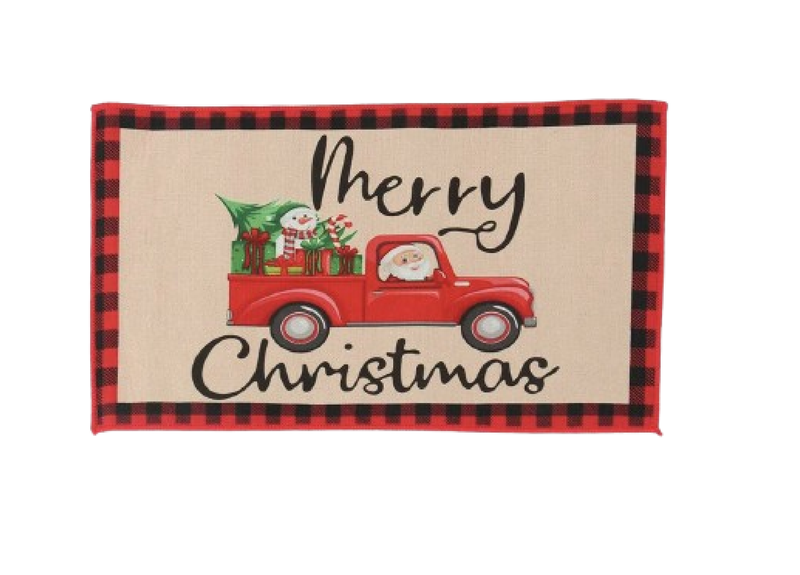 Christmas Mat- Santa in a Red Truck