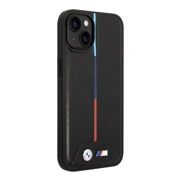 BMW Quilted Tricolor Stripe with Metal Logo - iPhone 14 Pro Max - Black
