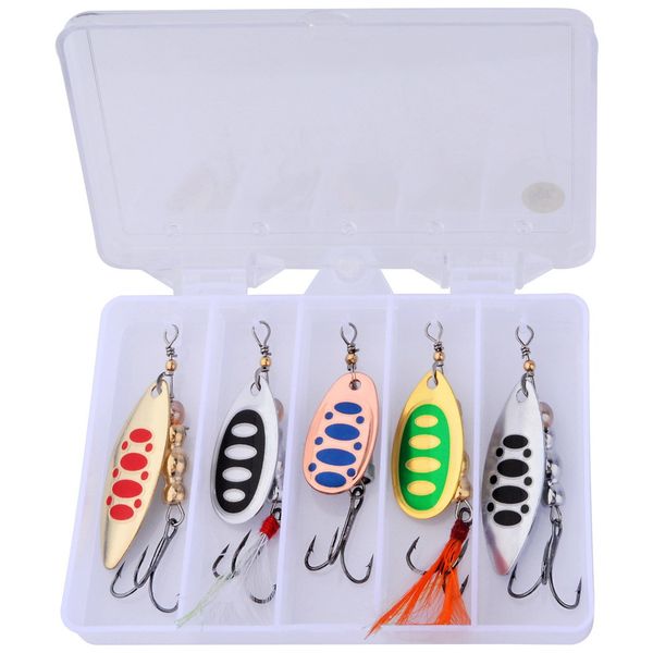 5 Pieces 6g Spinnerbait Lures Baits Set - Metal Spinner Baits with Treble Hooks
